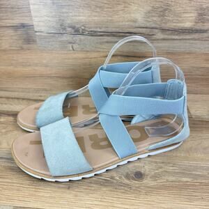 Sorel Women's Size 9 Ella II Gladiator Sandals Honest Beige Eraser Blue